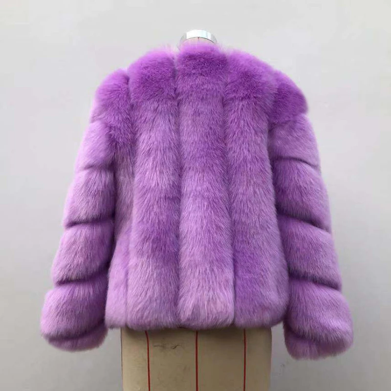 Winter New Fashion Women Short Faux Fox Fur Coat Female Long Sleeve Thick Warm Faux Fur Jacket Green Outerwear