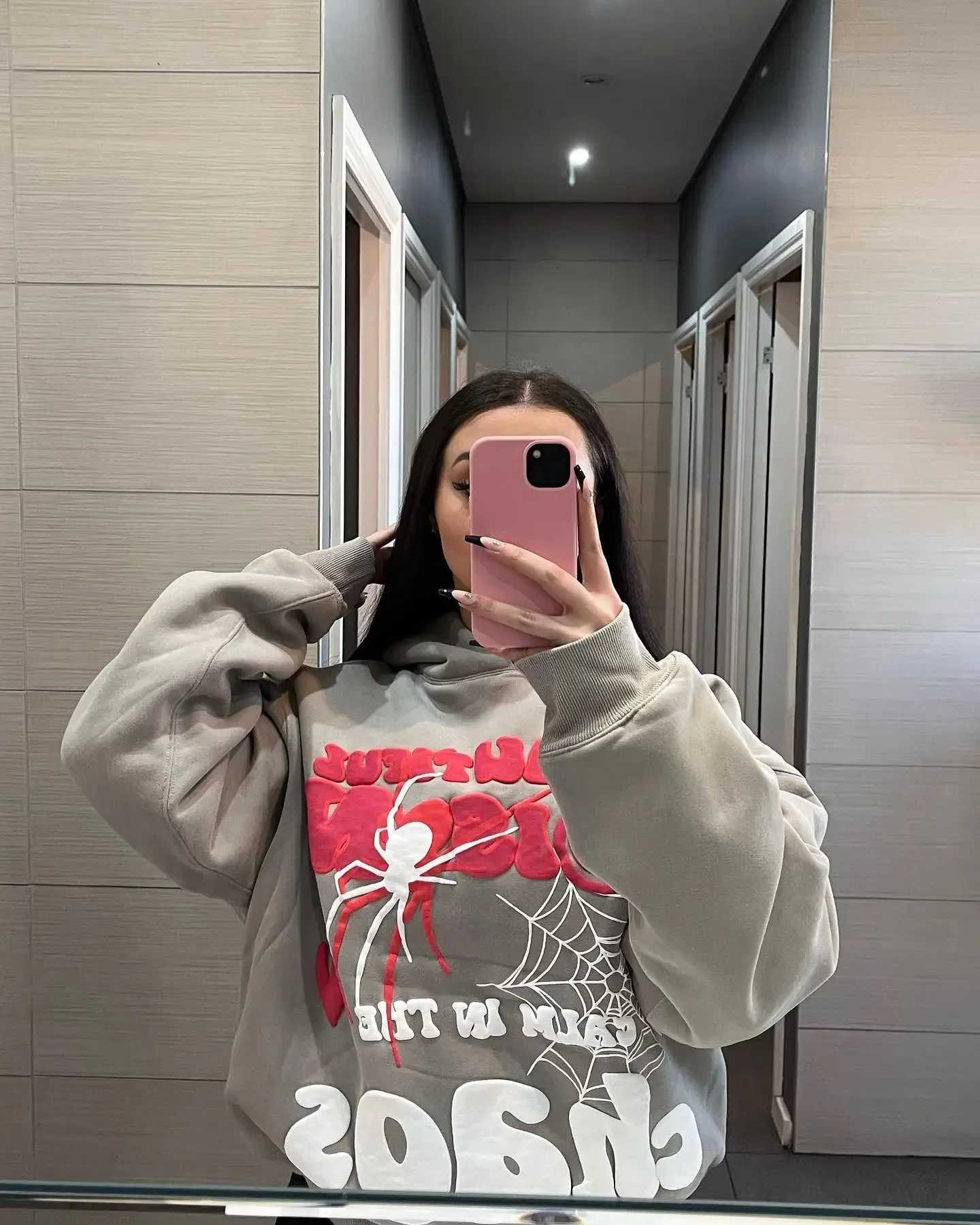 2K Women Hoodies Harajuku Letter Print Loose Sweatshirt Trousers Hip Hop Punk Long Sleeve Pocket Men Sweatpants Streetwear Tops XJ250717