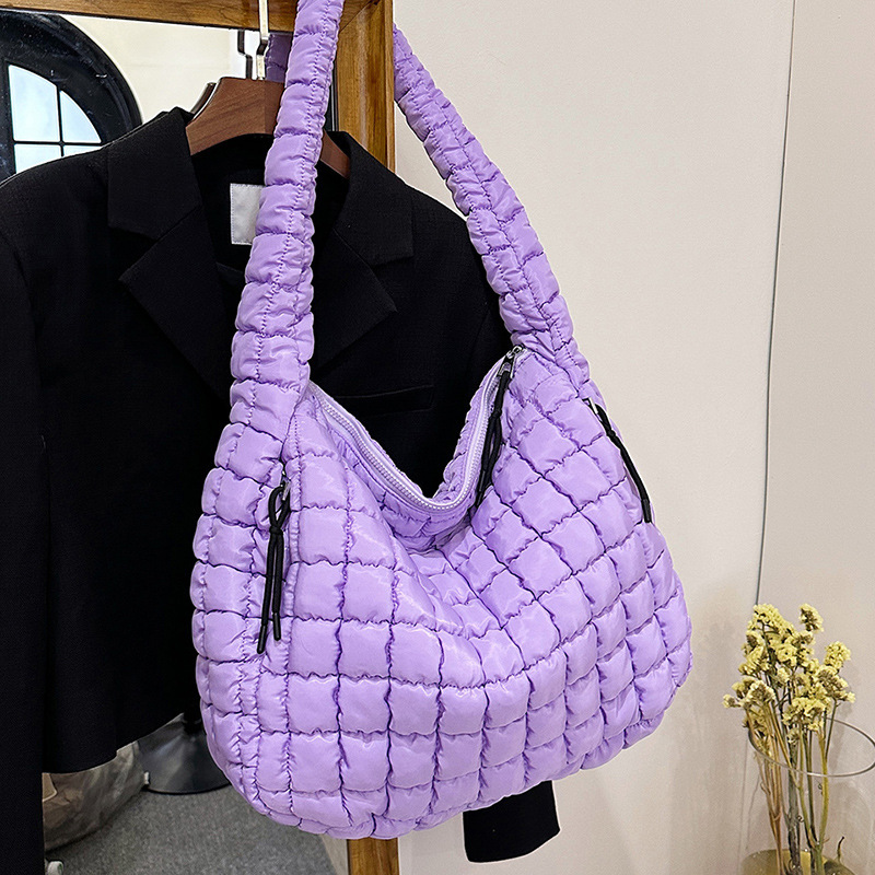 Foreign Trade Wholesale Women's Pleated Cloud Designer Bag Korean Version L Size Handbag Large Capacity Cotton Crossbody Bag Shoulder Bag