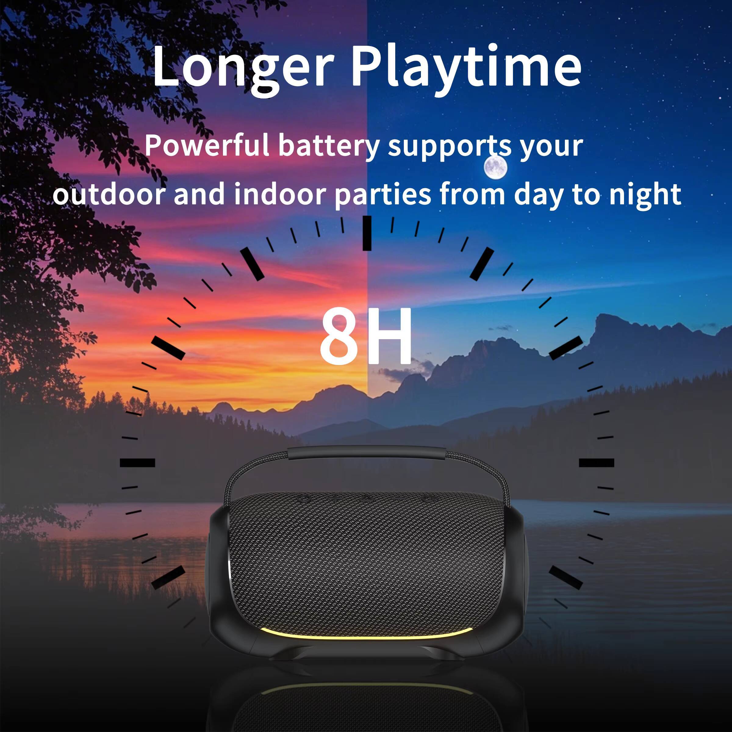 Wireless Portable Boombox Speaker BT 5.3 Sound Strong Subwoofer Outdoor Waterproof Bluetooth Speakers