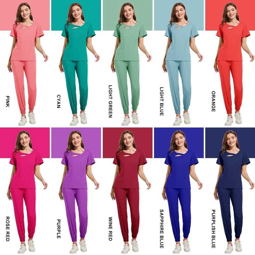 Beauty Workwear Women Medical Nurses Uniform Surgical Scrubs Set Spa Top Pants Clinic Carer Clothes Nursing Uniforms Jogger Suit Z250718