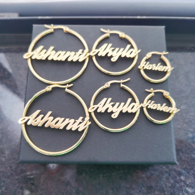 LeeChee Custom Name Earrings Round Hoop Personalized Stainless Steel Letters Earring Cricle for Women Party Jewelry 250716