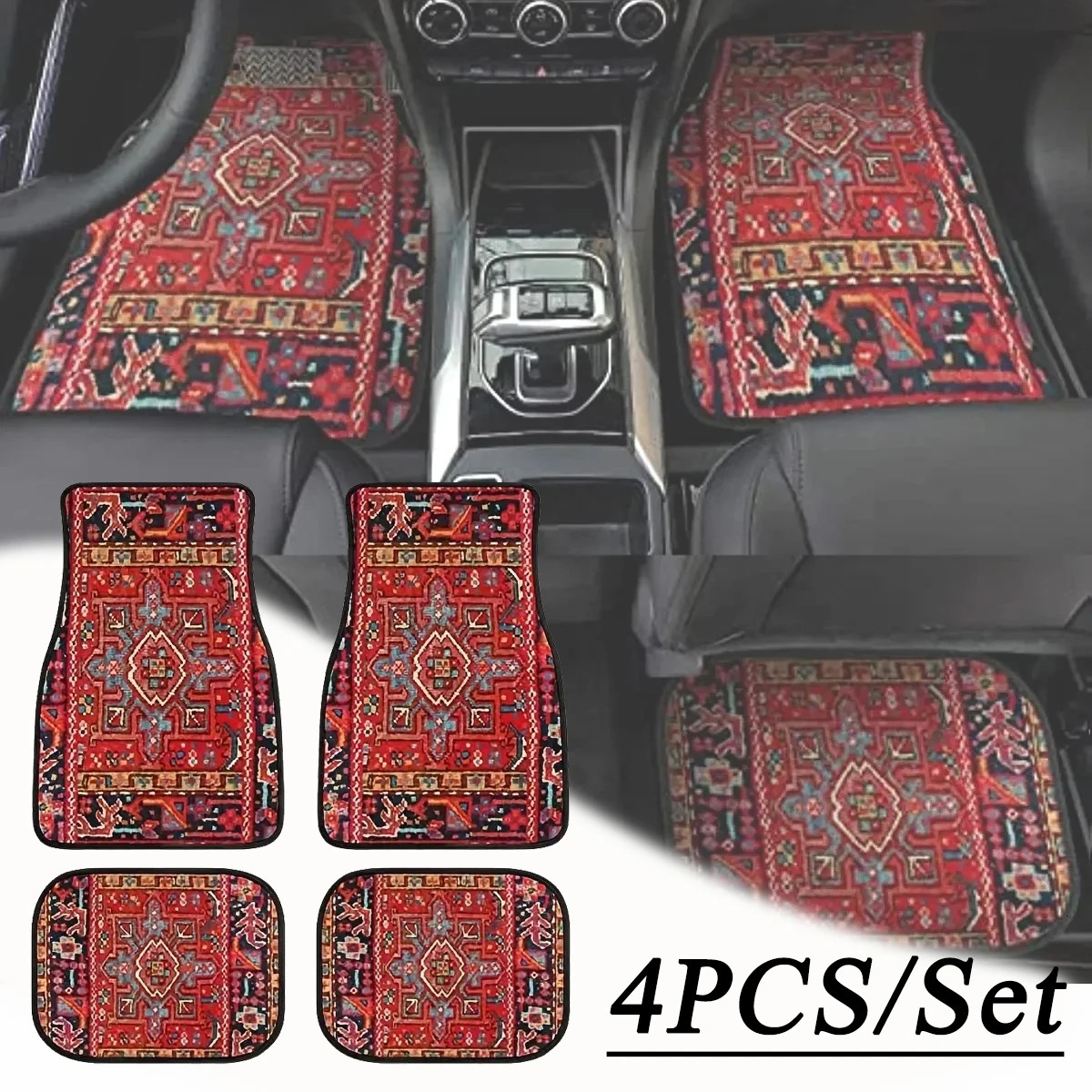 Car Foot Mats Universal Bohemian Style Car Foot Mats Carpet 4 Pieces Dirty Resistant Front and Rear Mats Set Car Accessories 250715