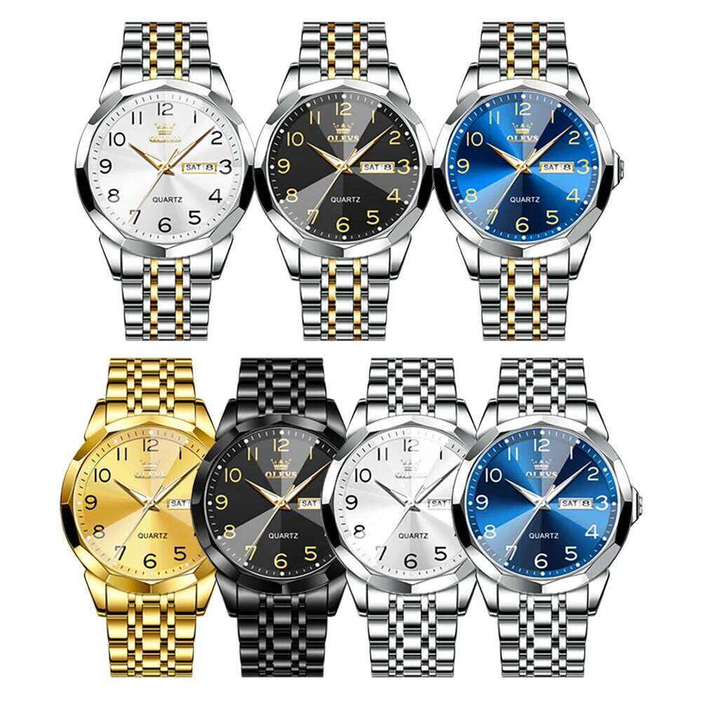 OLEVS Original Waterproof Men's Watches Digital Mirror Quartz Watch for Man Luminous Stainless Steel Wristwatch Male Date Week free shipping