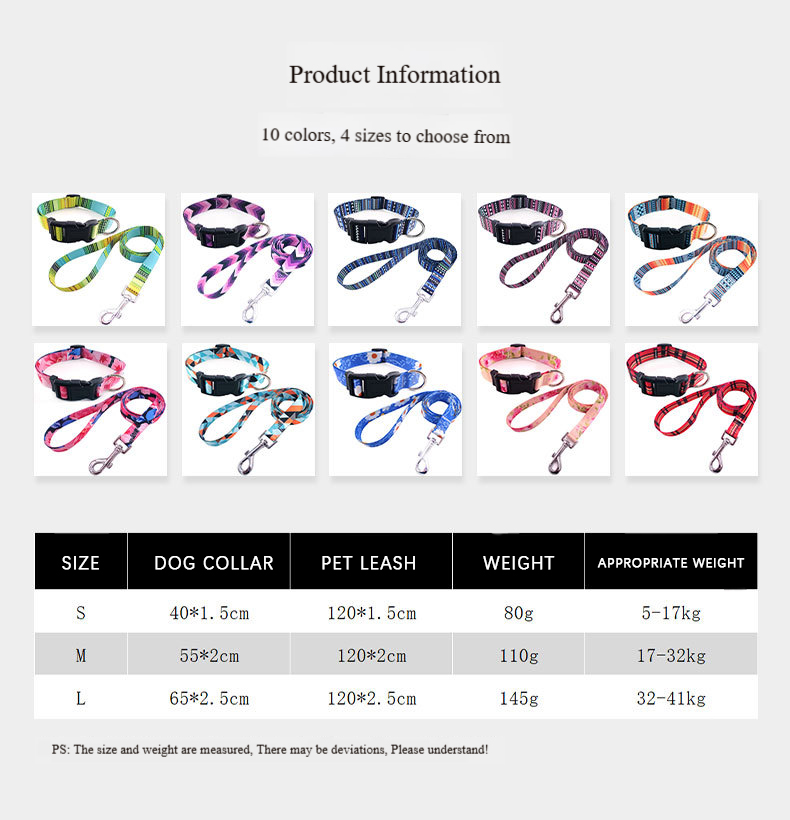 dog collar Durable Printed Leash Accessory: Multi-functional Canine Collar Featuring Easy Attachment Buttons