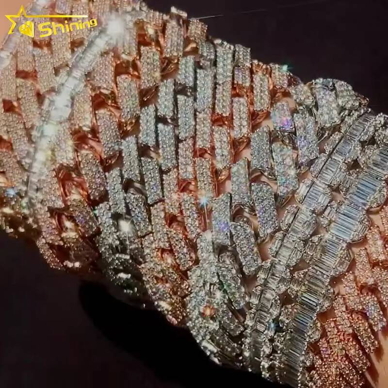 Custom 18MM Big Heavy Iced Out Cuban Necklace Sterling Silver 925 VVS Moissanite Hip Hop Jewelry Cuban Link Chain