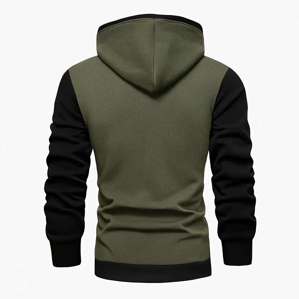 Spring And Autumn Men's Color Block Pullover Hoodie Patchwork Fashion Fleece Casual Sportswear B5