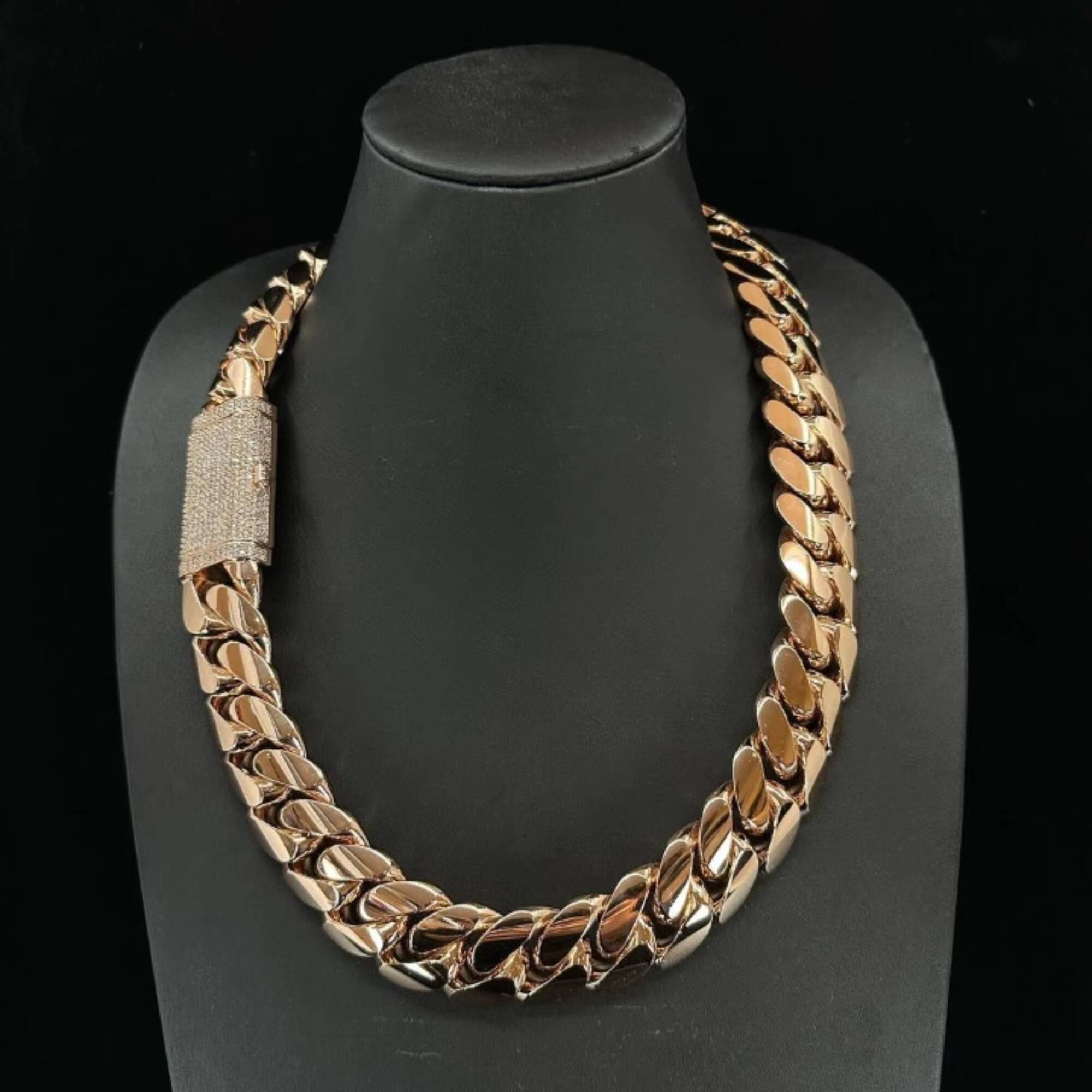 Top Quality Hot Sale 22mm Lab Grown Micro Pave Hip Hop Iced Out Miami Cuban Link Chain Iced Out Hip Hop 14k Gold