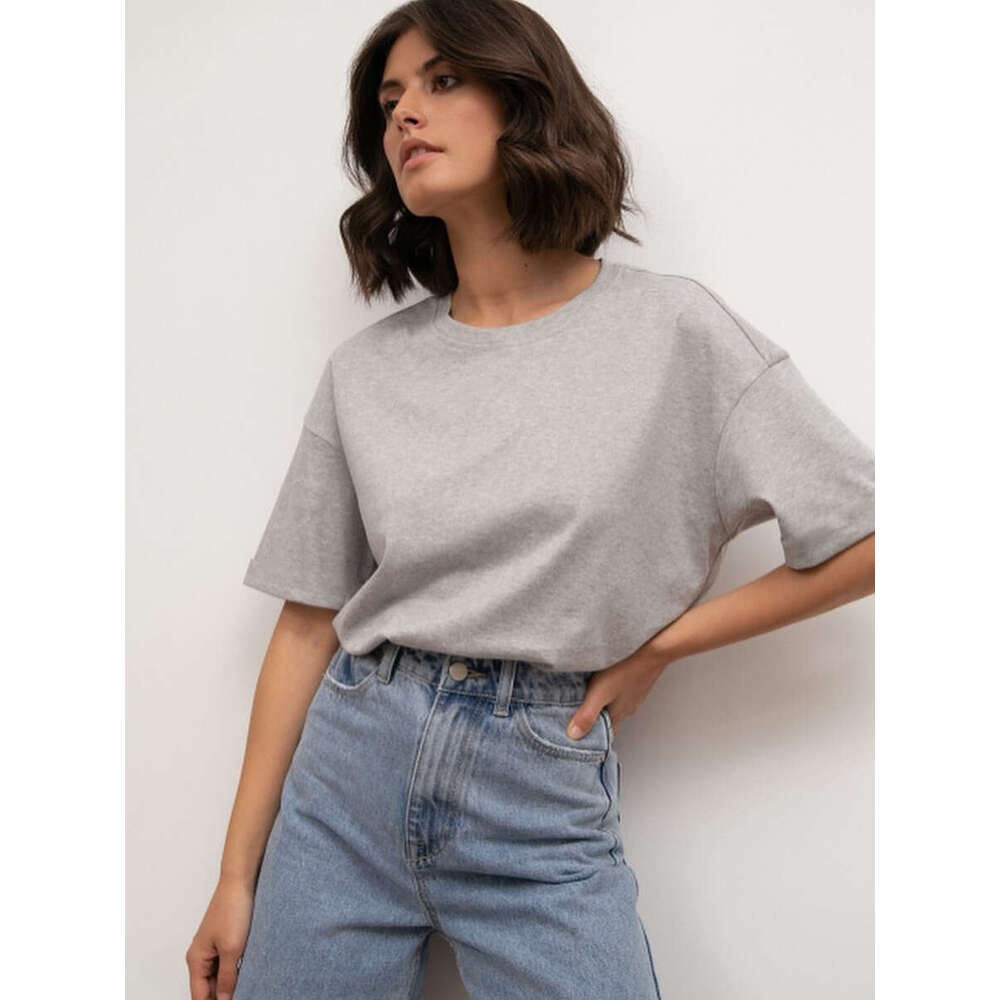 100% Crew Neck Solid Color Versatile T-Shirt For Women Spring Summer New Pure Cotton Short Sleeve Top B5