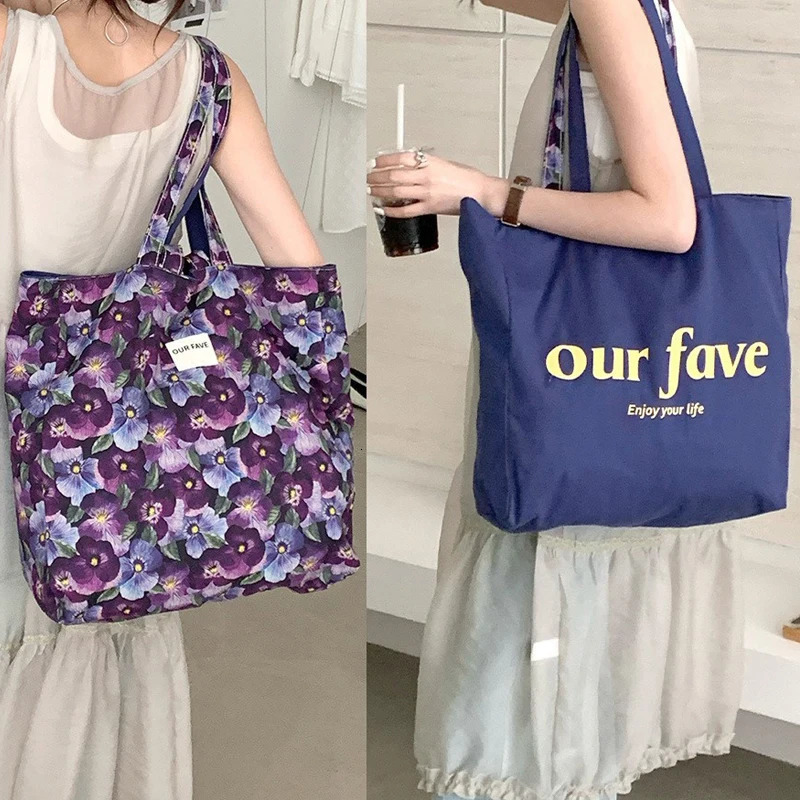 Spring and summer dopamine rose red double-sided bag large capacity vacation floral single shoulder handbag small fresh letter 250717