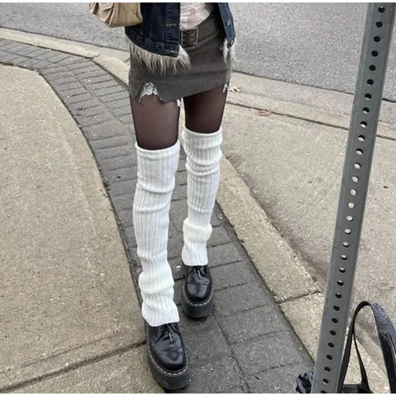 40-75CM Length Wool Knitted Leg Warmers White Black Lolita Foot Cover Legging Winter Crochet Boot Cuffs Stockings Long Socks 250717