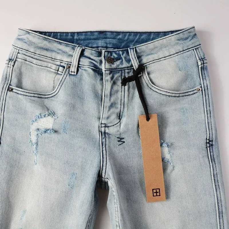 New Cross Jeans Men Fashion Trend Light Blue Stretch Skinny Denim Long Pants Daily Casual Ripped Straight Leg Pants Brand X250718