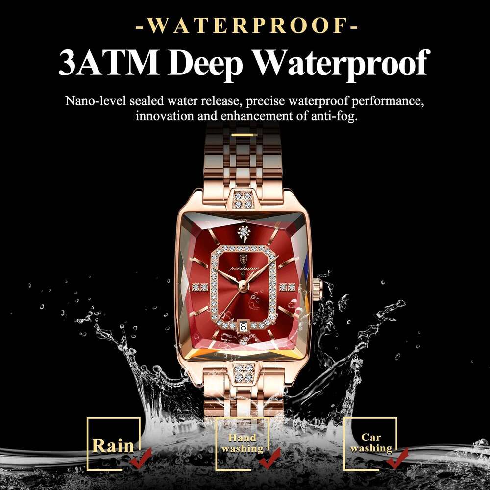 Top Elegant Women Wristwatch Waterproof Date Ladies Watch Stainless Steel Rectangle Quartz Women's Watches Female Reloj free shipping