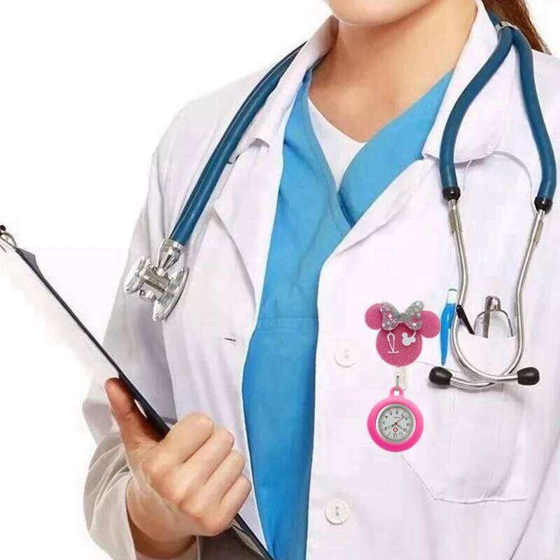 free shipping Hospital Health Care Shiny Heart Medical Icons Cartoon Lovely Nurse Doctor Clip Pocket Watches Hang Clock Gift Watch f