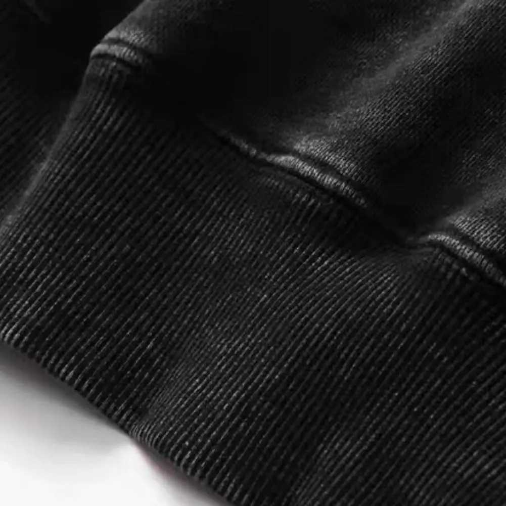 Fall Spring Unisex Hoodie Big Pocket Hooded Loose Distressed Washed Elastic Cuffs And Hem Sloping Shoulder Solid Color Loose Sportswear XJ250717