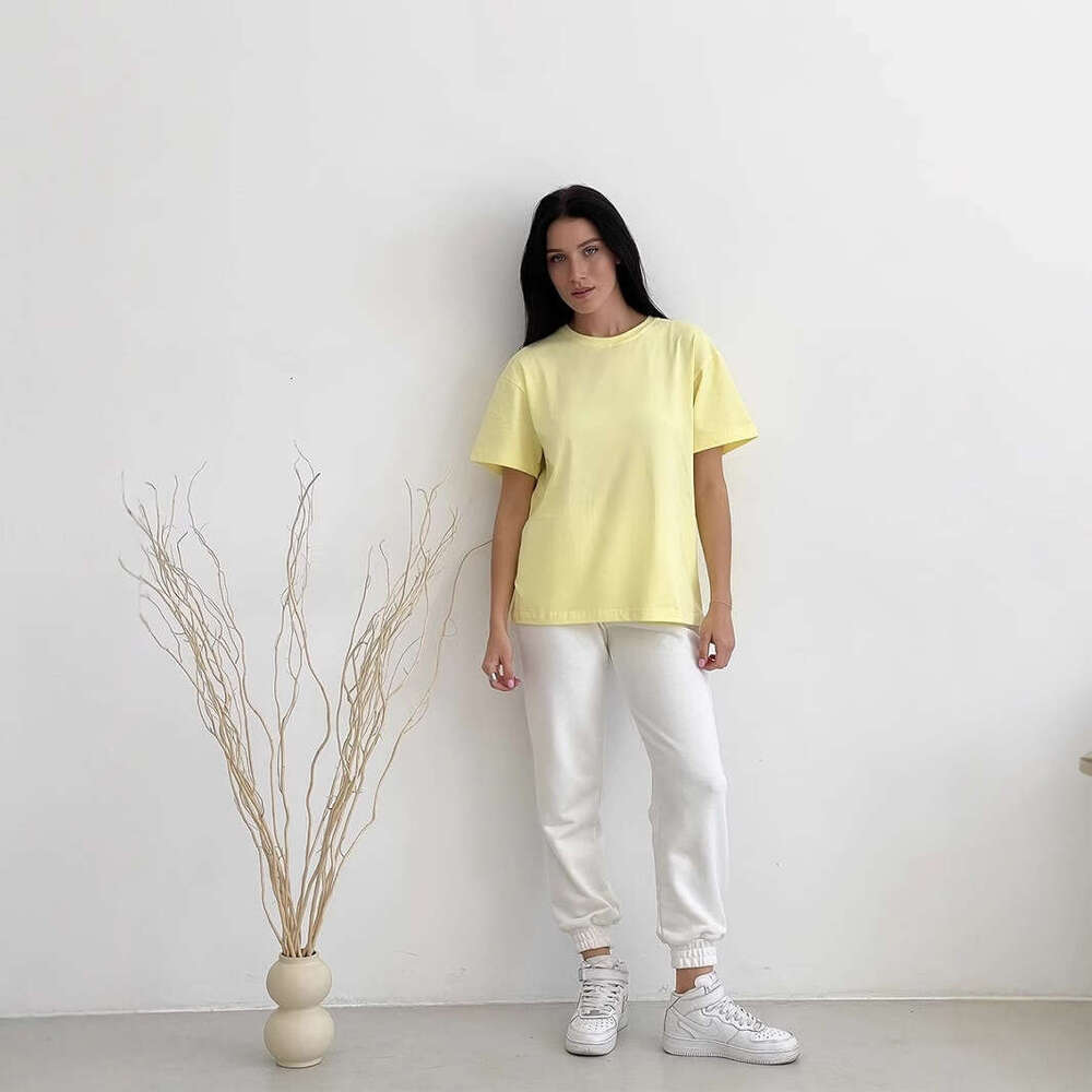 100% Crew Neck Solid Color Versatile T-Shirt For Women Spring Summer New Pure Cotton Short Sleeve Top B5