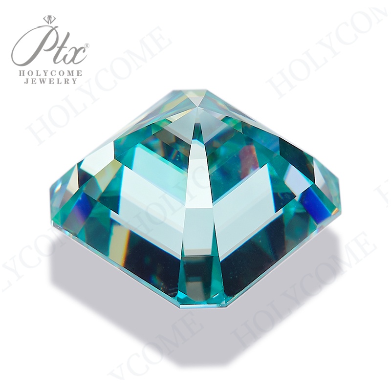 Aqua Blue Primary Color Loose Moissanite Asscher Shapes Brilliant Cut 1ct to 10ct All Sizes Colored Moissanite Gemstones for Jewelry Making