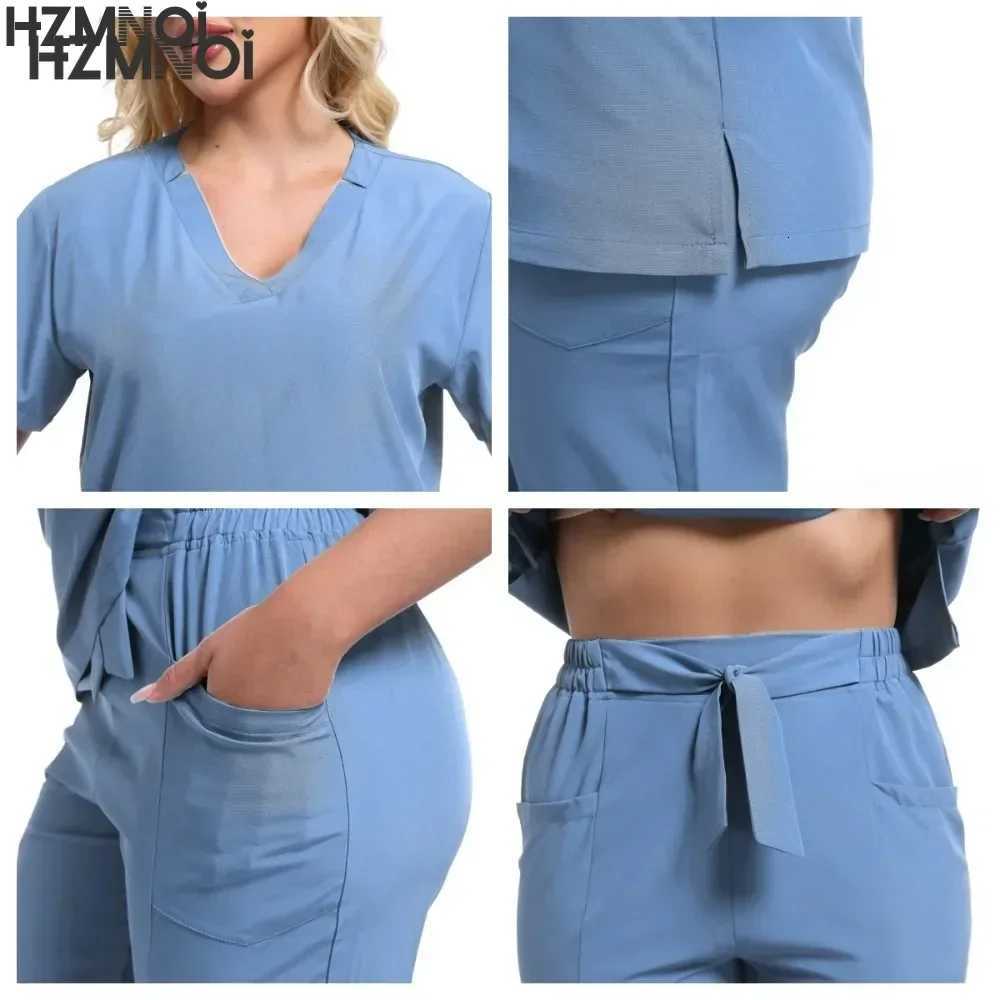 Beautician Uniforms Women Hot Sale Hospital Uniform Wholesale PoCKet Top Pants Medical Nursing Uniforms Scrub Set Z250718