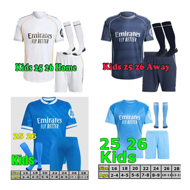 2025 2026 reals madrids soccer jersey football shirt 25 26 Mbappe BELLINGHAM VINI JR CAMAVINGA MODRIC RODRYGO Arda GuLer camiseta men kids kit uniforms