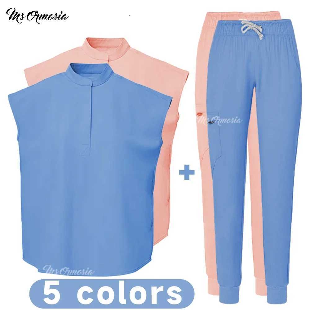 Medical Uniform Elastic Scrub Suit Hospital Surgical Scrubs Top Pants Nurse Nursing Workwear Doctors Clothes Medical Uniform Set Z250718