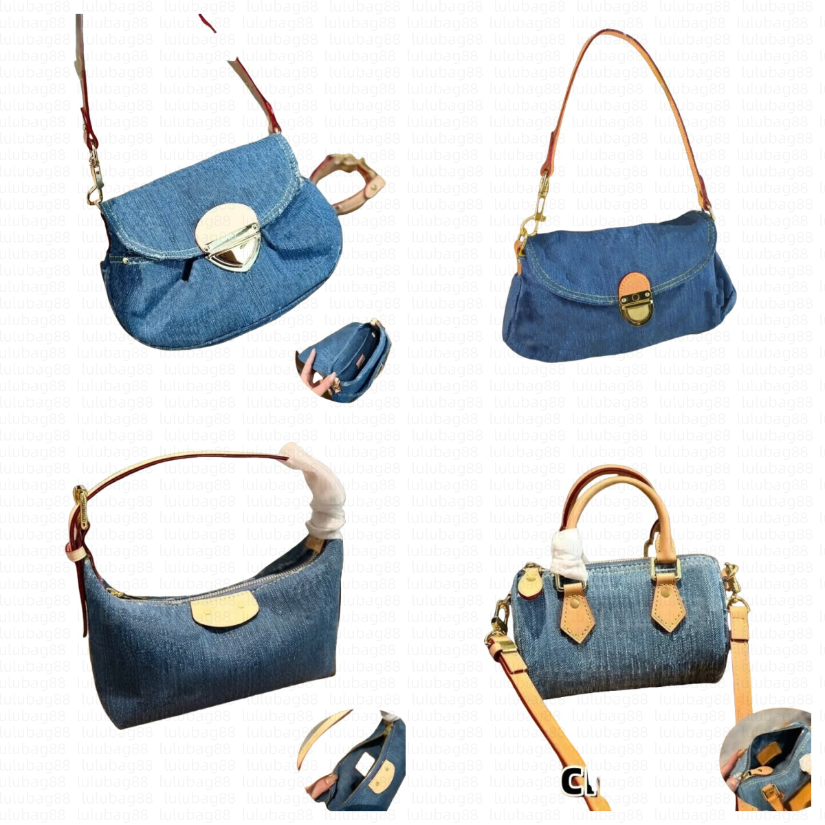 Womens denim bag crossbody luxury designer bag underarm small purse fashion vintage shoulder bags designers woman pouch retro handbags classical popular xb255