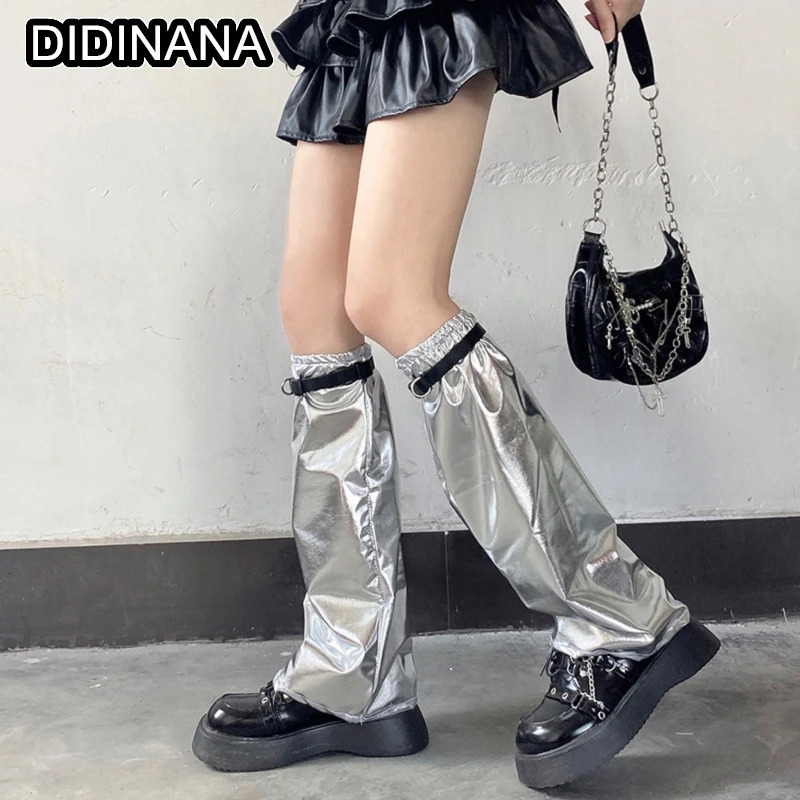 Silver sunscreen leg warmer cool Millennium leg warmer Gothic Lolita punk girl Y2K subculture woman personality 250717