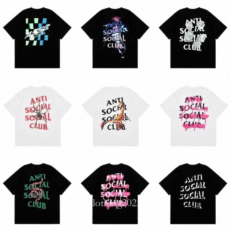 antisocial Social Club Shirt T Shirt Socio Club High Street Scorpion Snake Graphic Shirts Tiger Letter Printed Casual Short Sleeved Letter Print