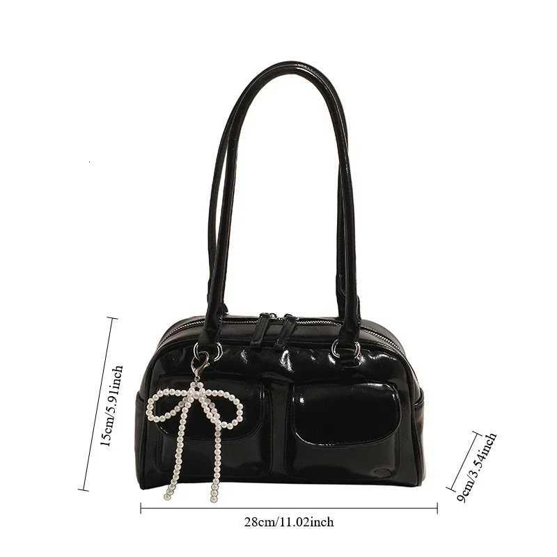 Solid Sewing Thread Fi Glossy PU Shoulder Bags Fi Versatile Hand Bags 2025 Hot Sale Bags for Women Bolsas Femininas XJ250718