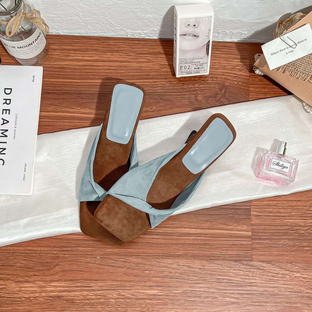 Designer 2025 New High Sandals for Women Summer Outdoor Wear High-end Sense One-strap Elegant Square Toe Wedge Heel Women's Shoes