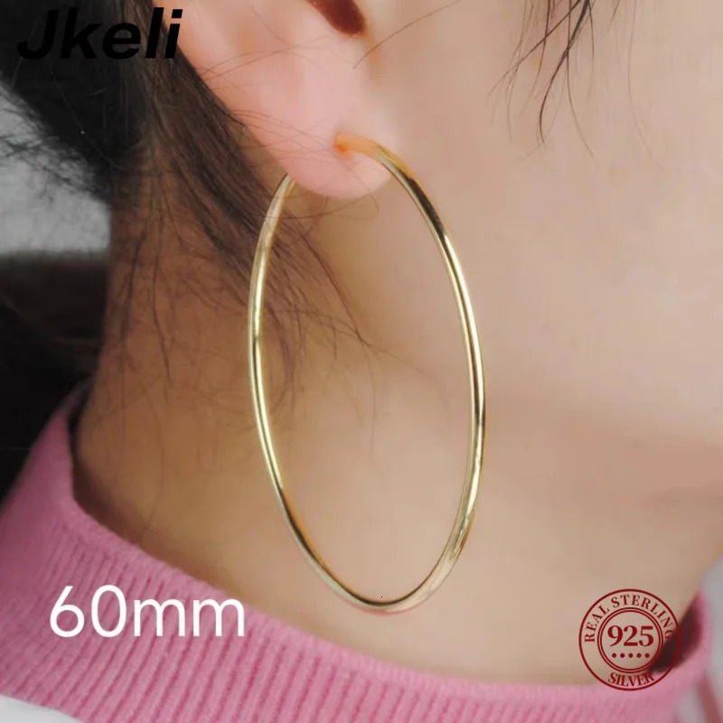 Jkeli Genuine 925 Sterling Silver Fashion Korean Simple Hoop Earrings for Women Men Charming Chic Party Jewelry Accessories 250716