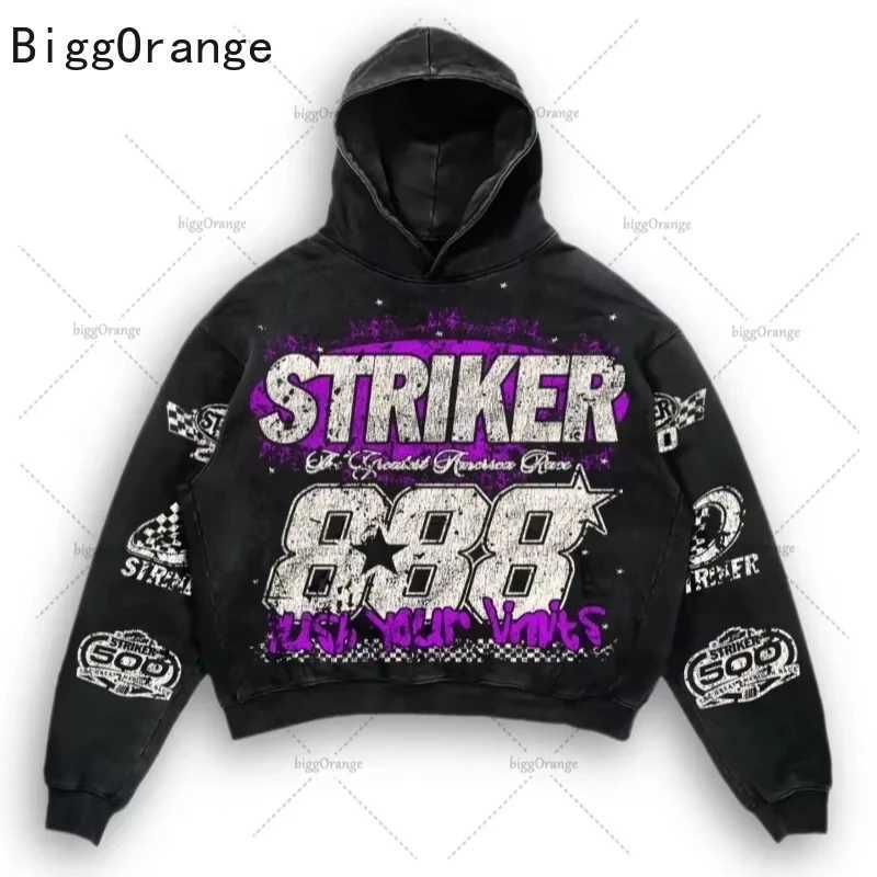 Mens Spring and Autumn Large Size Jacket American Style Hoodie Printed Pullover Sweatshirt Trendy High Street Fashion 2025 X2507181