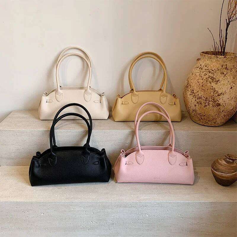 Pebbled Lychee Textured PU Tote Bag,Women Niche Designer Shoulder Bag,Bucket Dumpling Shaped Handbag,Commuter Handheld Briefcase