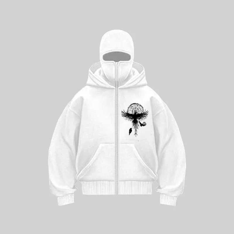 Mens Balaclava Zip Hoodie Winter Warm Casual Sweatshirt with Hooded Face Mask Zipper Design Sports Jacket Outdoor Activities X2507181