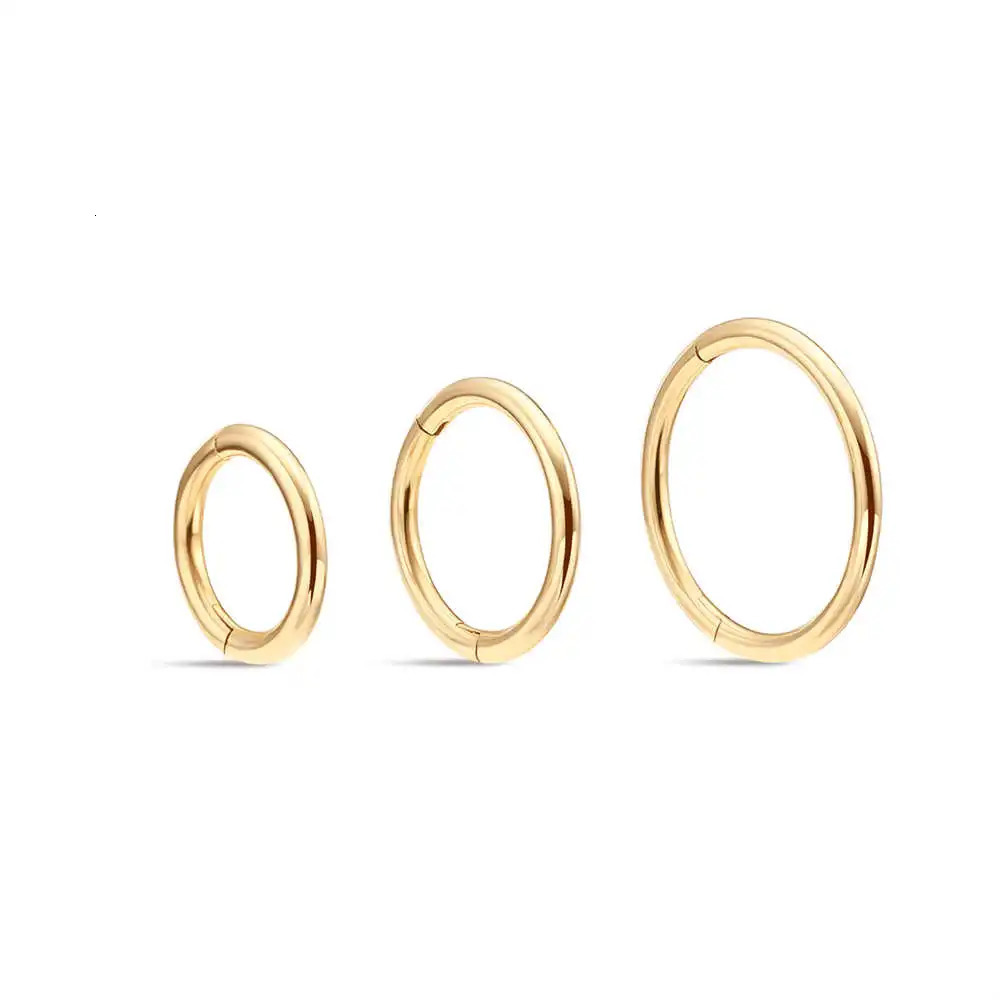 AIDE Single 1 Piece 14K Yellow Gold 6MM 8MM 10MM Hoop Earring for Women Simple Smooth Earring Exquisite Solid Gold Fine Jewelry 250716