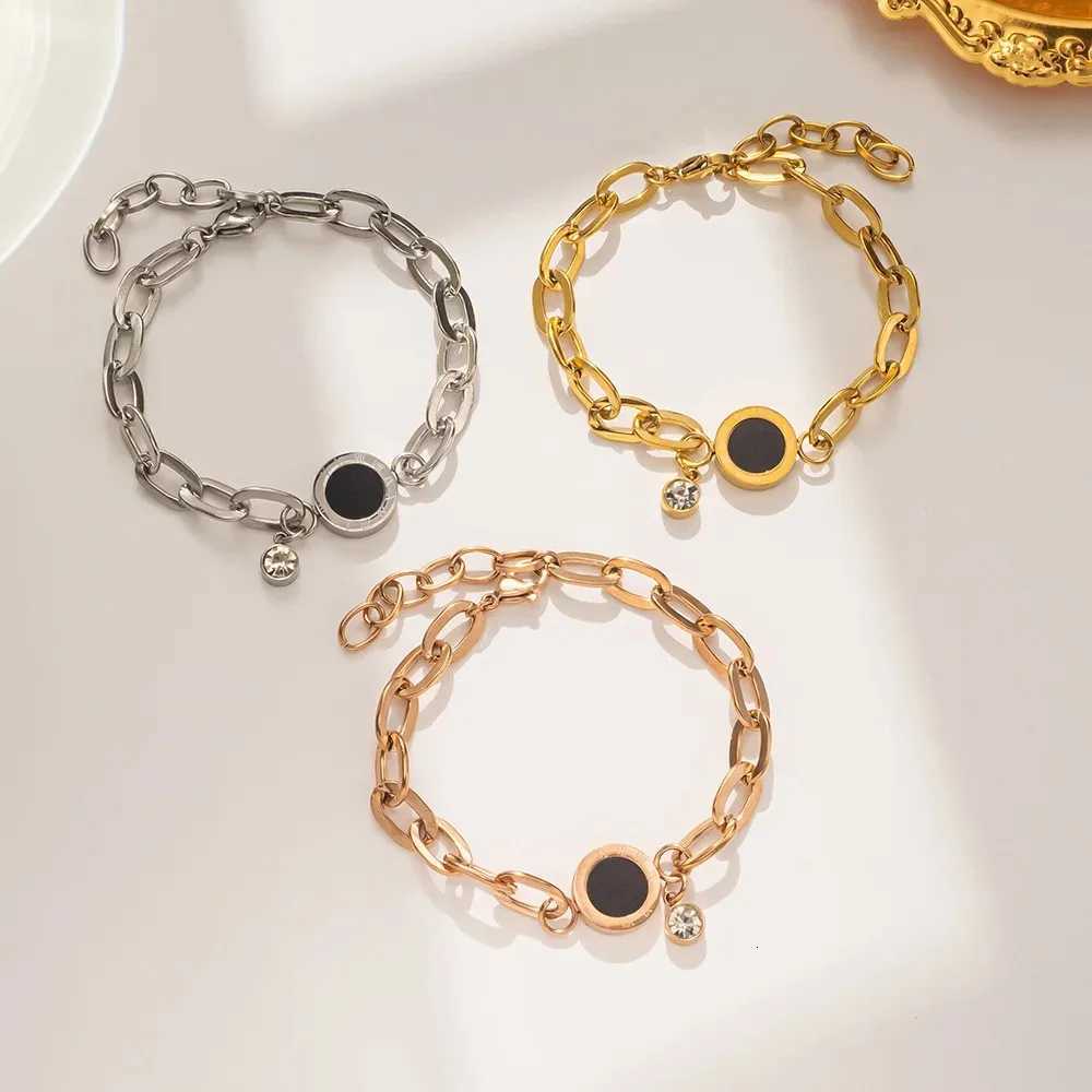 316L Stainless Steel Crystal Bracelet Ran Numerals Bracelet Titanium Steel Bangle Ball Chain Adjustable Jewelry Bracelets X250718
