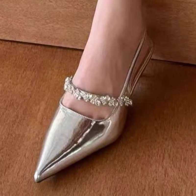 2025 New Sexy Pointed Brand Designer Summer Comfortable Shallow Slip-on Mid-heel Sandals Mens Light Off High H Y250716