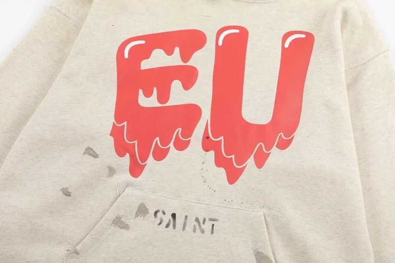 Soiled Saint Melting Love Pattern Hoodie Hem Cuff Damaged Men Women Cotton Spott Sweatshirts Loose Hooded Pullover X250718