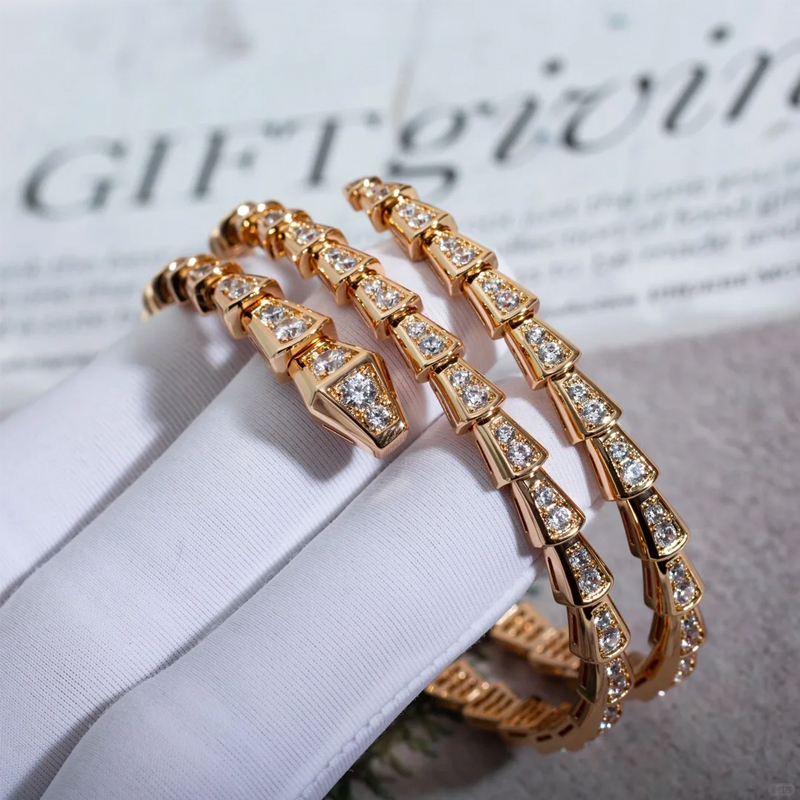 Customization 18K White Gold Plated Moissanite Diamond 925 Silver Three Rounds Encrusted Snake Bracelet Luxury Bracelet