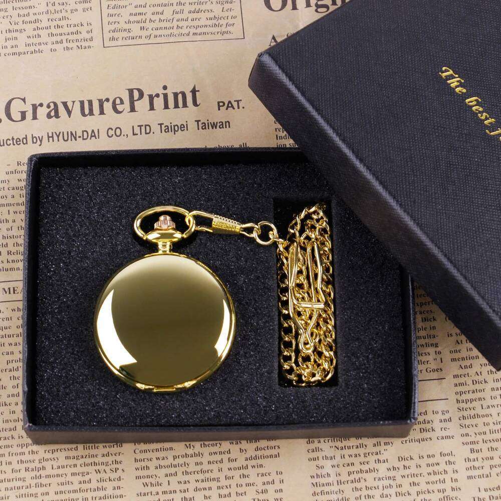 free shipping Gold Quartz Pocket Watch Gift Set For Family Fashion Casual Necklace Pendant Unisex Pocket&Fob Chain Watches with Box