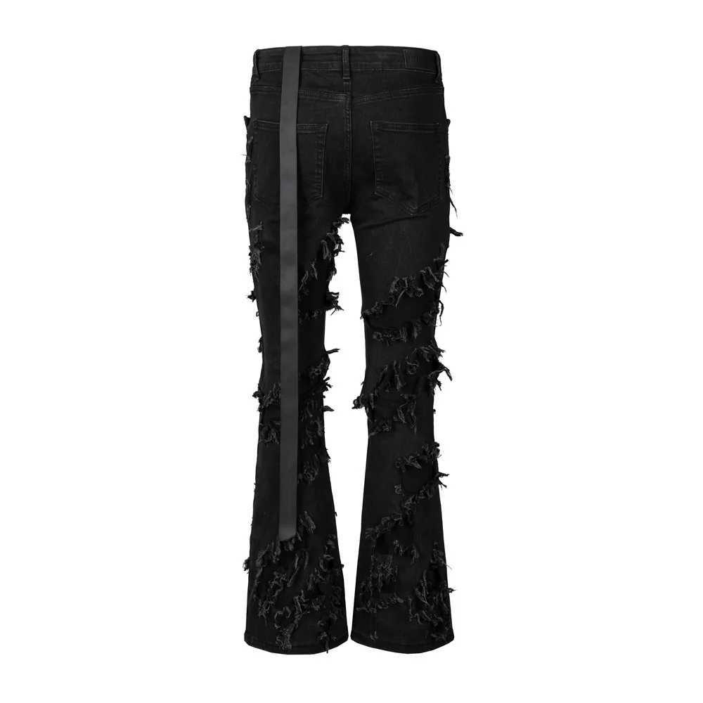 Men Denim Jeans Cotton Gothic Mens Clothing Coated Autumn Slim Straight Boot Cut Solid High Street Black Jeans Long Pants X250718