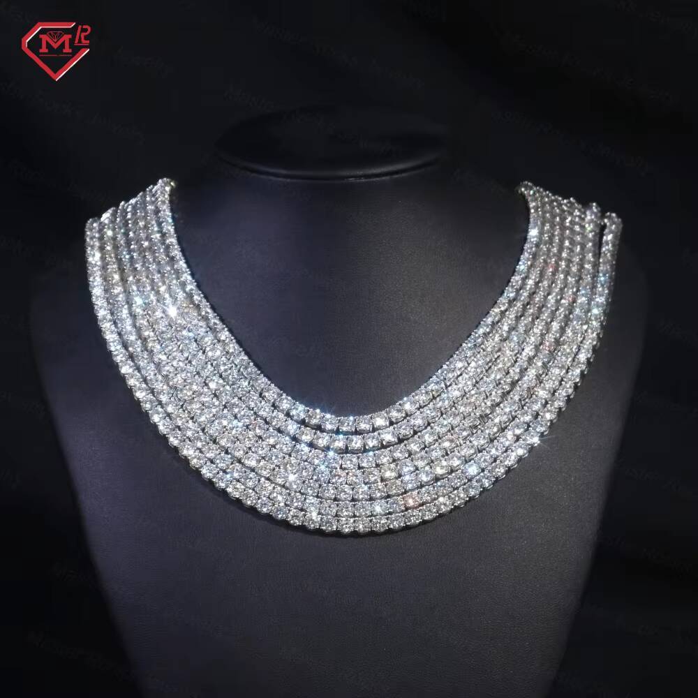 Factory Wholesale 4mm Moissanite Tennis Iced Out S925 Hiphop Jewelry Necklace Moissanite Tennis Chain