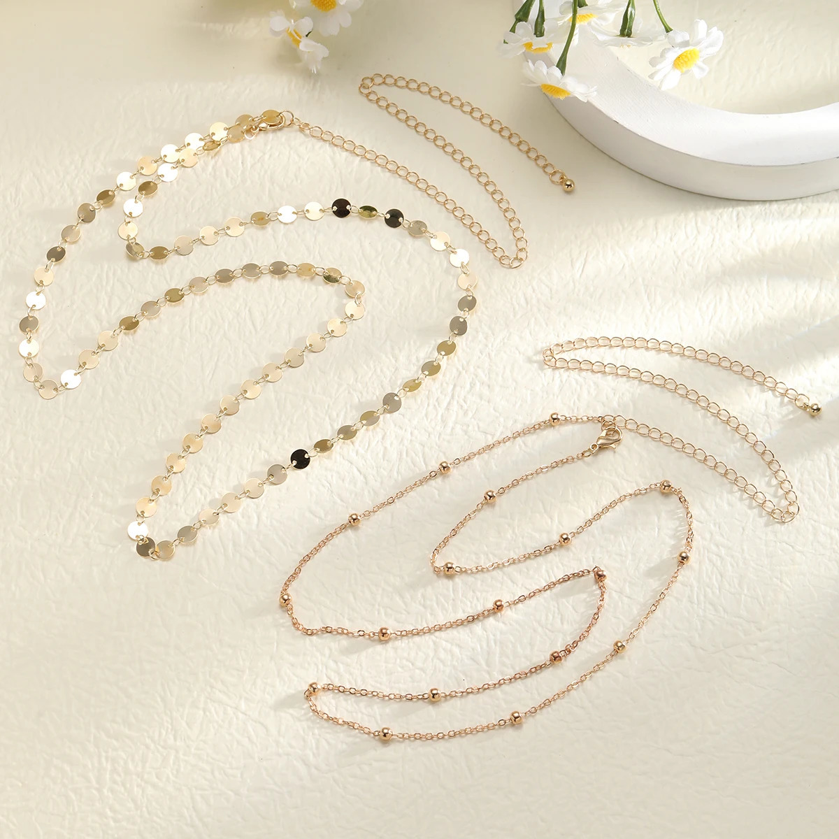 Double Layer Sequin Coin Waist Chain Belt Summer Boho Beach Bikinis Simple Adjustable Body Jewelry Set for Women Gifts 250715