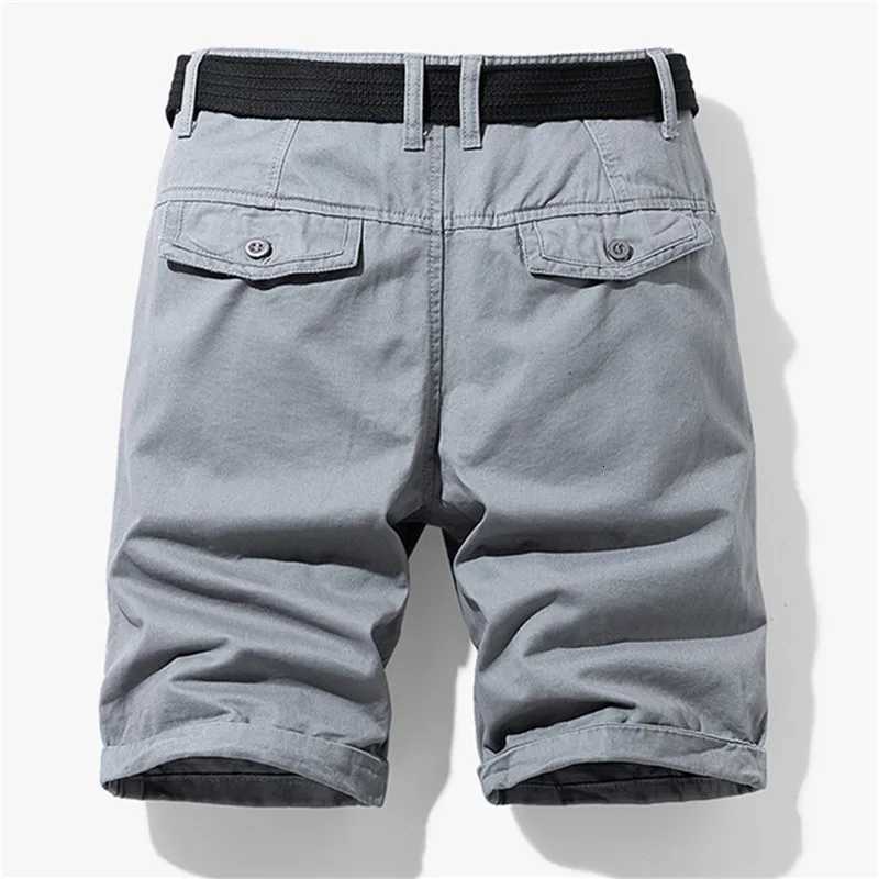 Summer Cargo Shorts Men 00% Cotton Solid Casual Short Pants Black Khaki Military Jogger Cargo Shorts No Belt Mens Clothing 2022 W250718