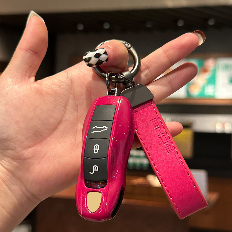 Suitable for Porsche Key Case Cayenne AN911 Taycan Panamera 718 Red Keychain