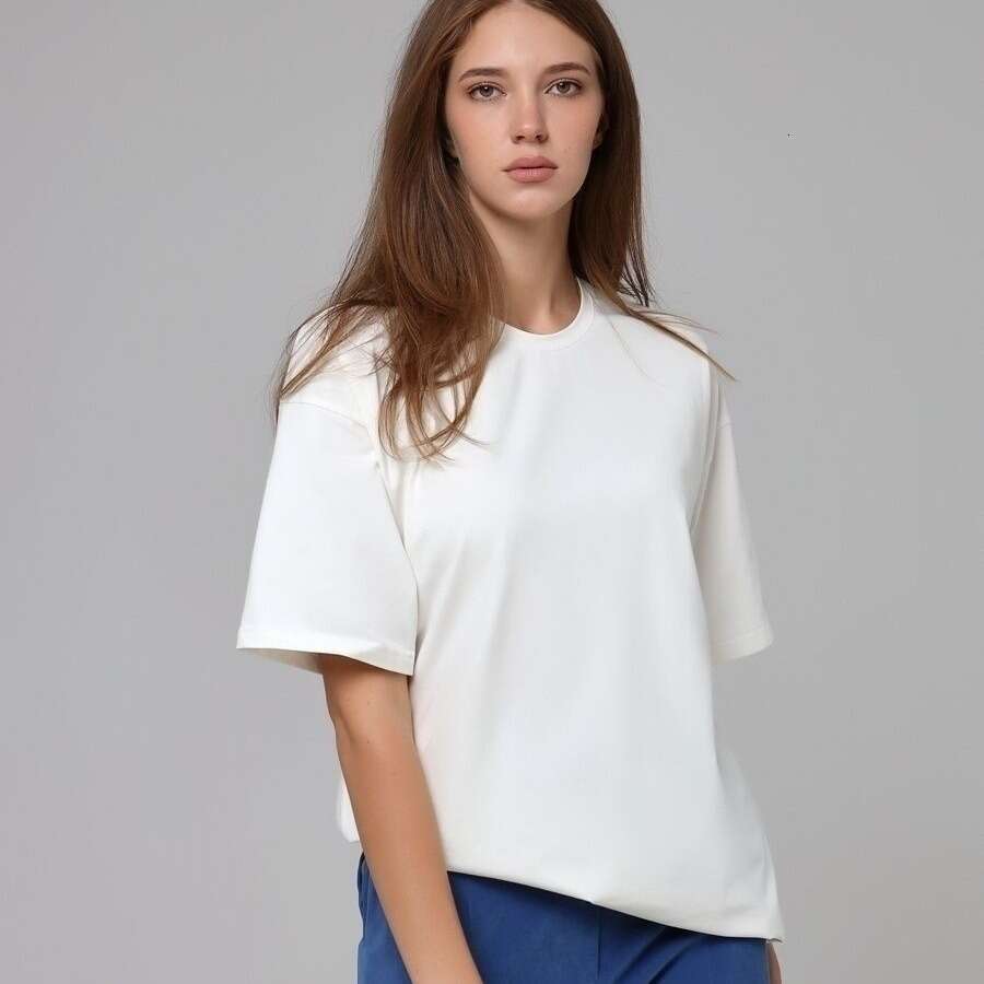 Spring/Summer New Solid Color T-Shirt For Women, Pure Cotton Short Sleeve Top, Loose Fit, Versatile B5
