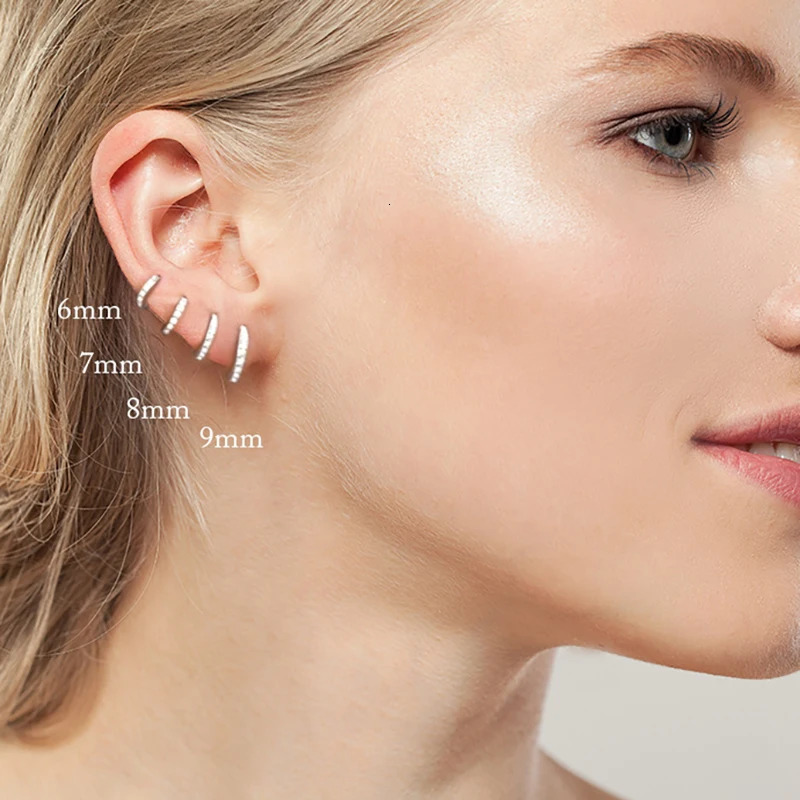 2pcs Stainless Steel Multicolor Cz Hoop Cartilage Earring Simple Helix Tragus Daith Conch Rook Snug Ear Piercing Jewelry 250716