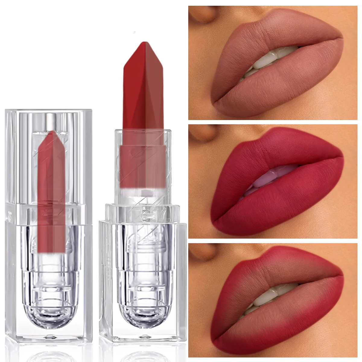 2-Color Matte Lipstick Non-Fading Non-Stick Cup Long-Lasting Velvet Finish Smooth Matte Lip Color Waterproof Smudge-proof 250716