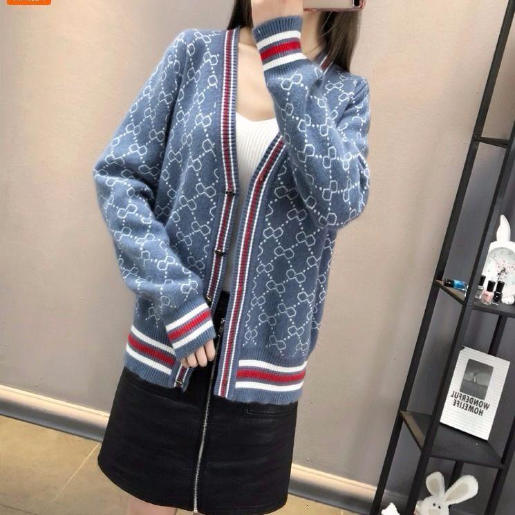 Spring and Autumn Sweater Cardigan Women Knitted Long Sleeve Loose Korean Style Versatile Lazy Diamond V-Neck Trendy 250718
