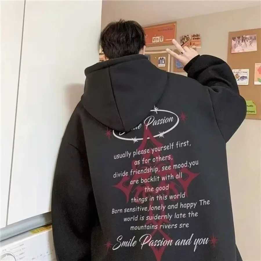 M-8XLAutumn/Winter American Retro Cross Hoodie for Mens Trendy High Street Fashion Loose Oversized Hoodie Jacket Men XJ250714