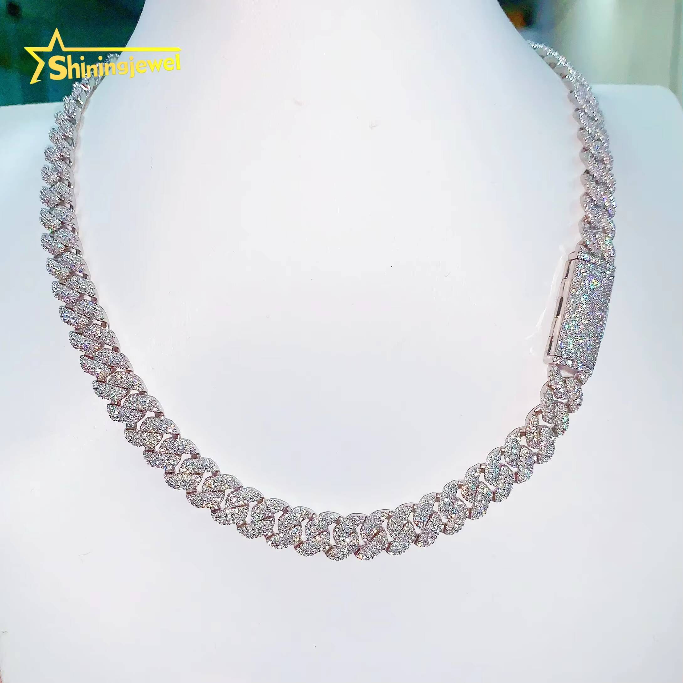 Bargain Sale 10mm Cuban Link Chain Button Design Moissanite Cuban Bracelet Necklace Custom Hip Hop Diamond Cuban Links